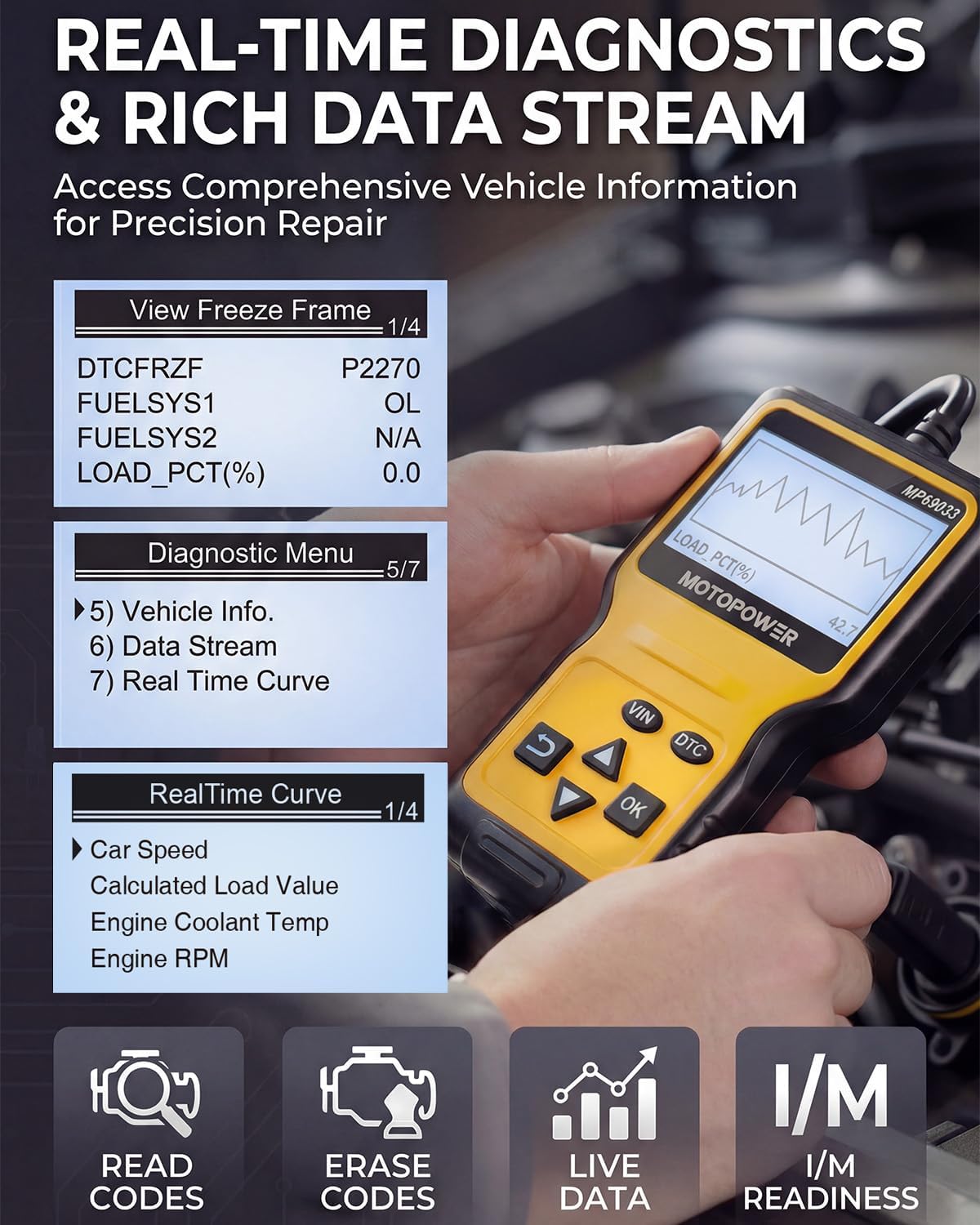 Detalle de MOTOPOWER MP69033 OBD2 Code Reader for Cars