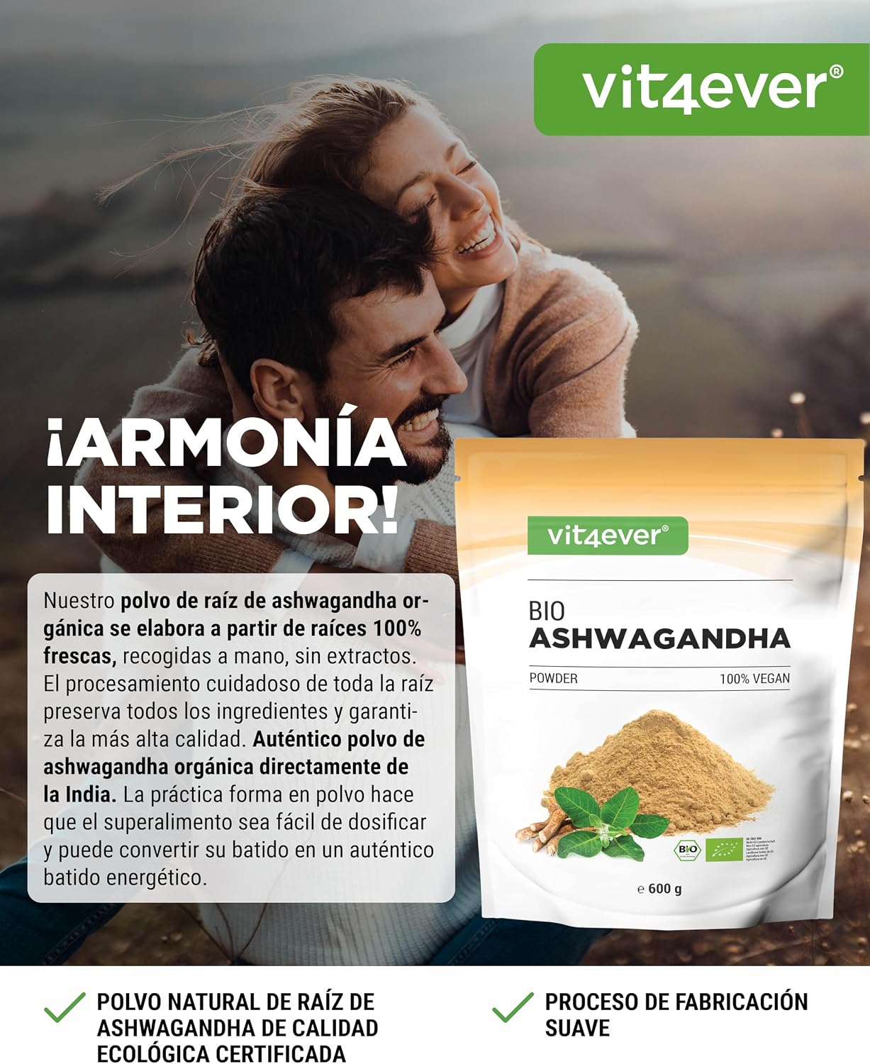 Thumbnail 1 de Vit4ever Ashwagandha raíz ecológica 600 g