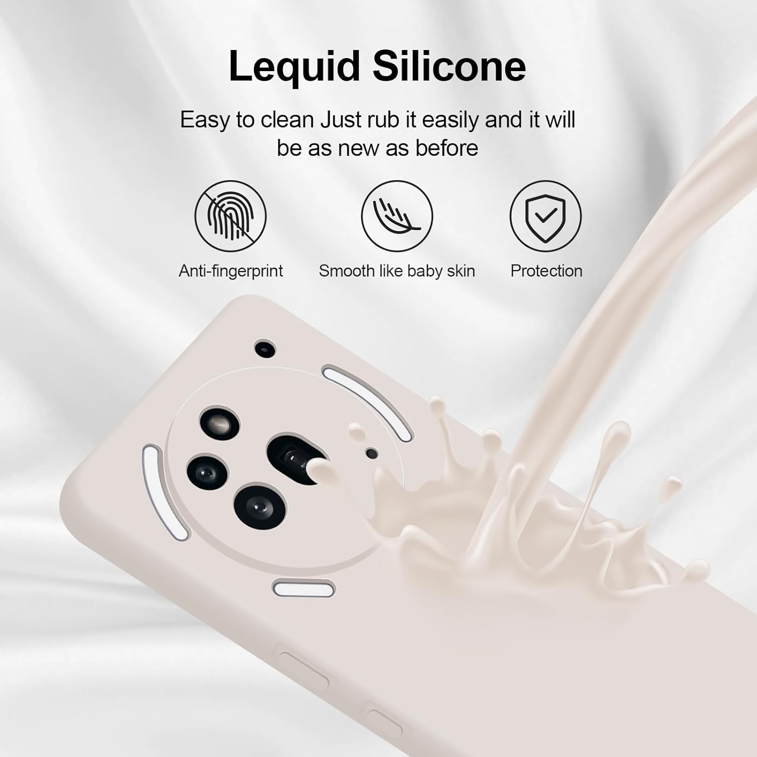 Thumbnail 3 de GiiYoon Case for Nothing Phone 3a Pro – Silky Silicone, Full-Body Protection in Off White