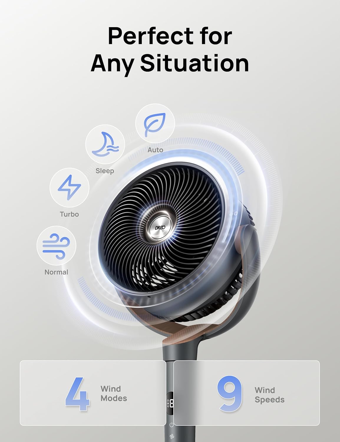 Detalle 2 de Dreo Standing Fan 37-42" Adjustable Height 🌀