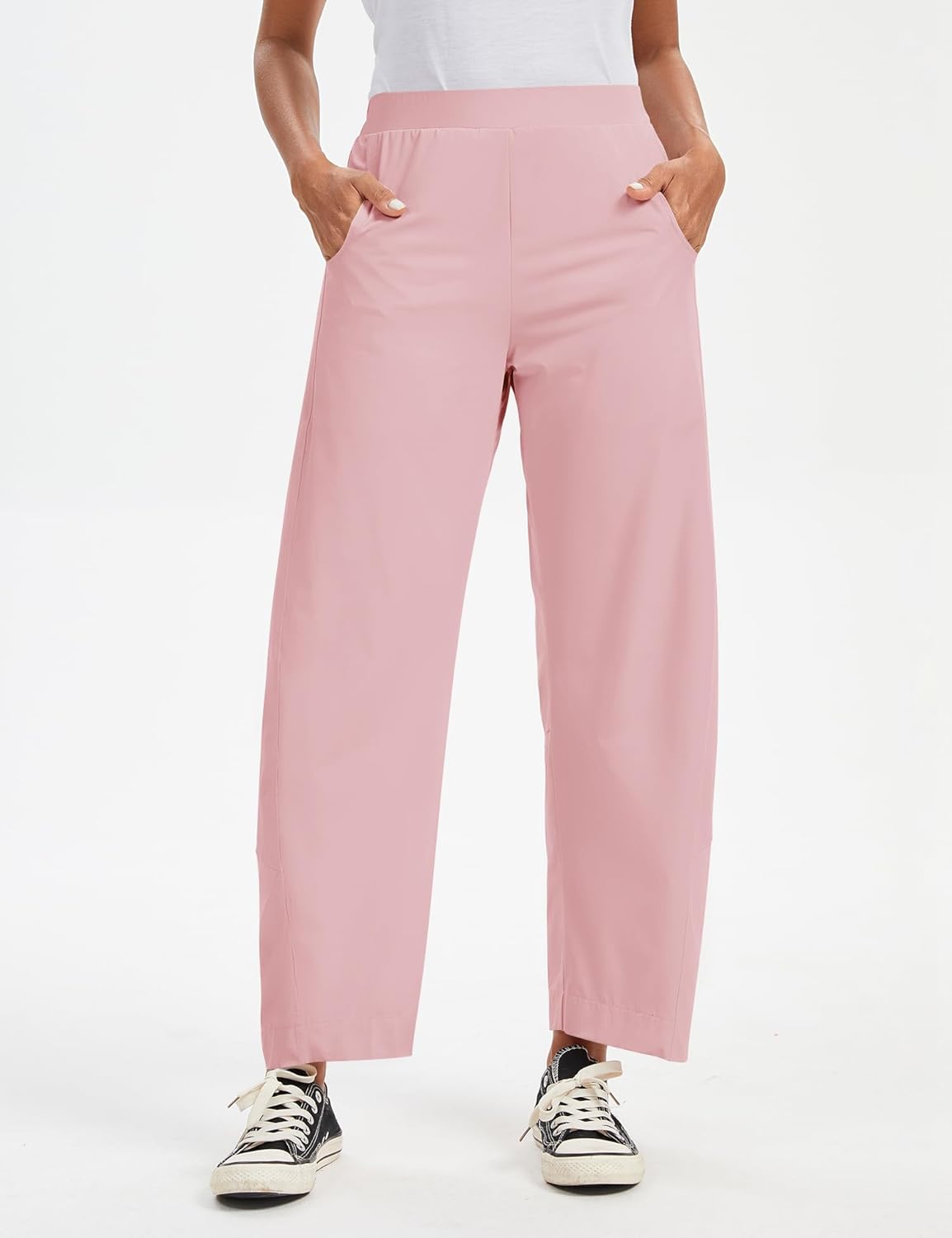 Thumbnail 6 de LOMON Wide Leg Barrel Pants for Women (27" Inseam) — wrinkle-free, quick-dry work & casual palazzo slacks with pockets