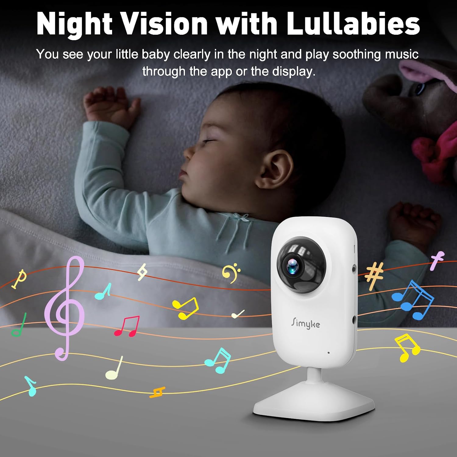Detalle 2 de Simyke 2Cameras Video Baby Monitor with 2-Way Talk and 2.8" IPS Screen
