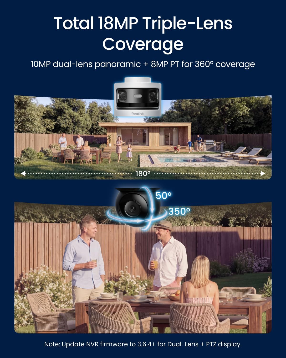 Detalle 2 de REOLINK OMVI 3i PoE Triple-Lens Security Camera, 180° View and Auto Tracking