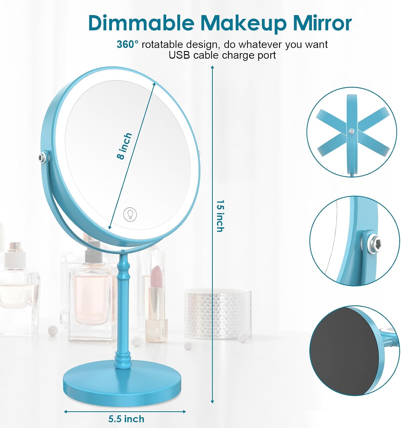 Detalle 1 de DEIOVWXS Makeup Mirror 3000mAh