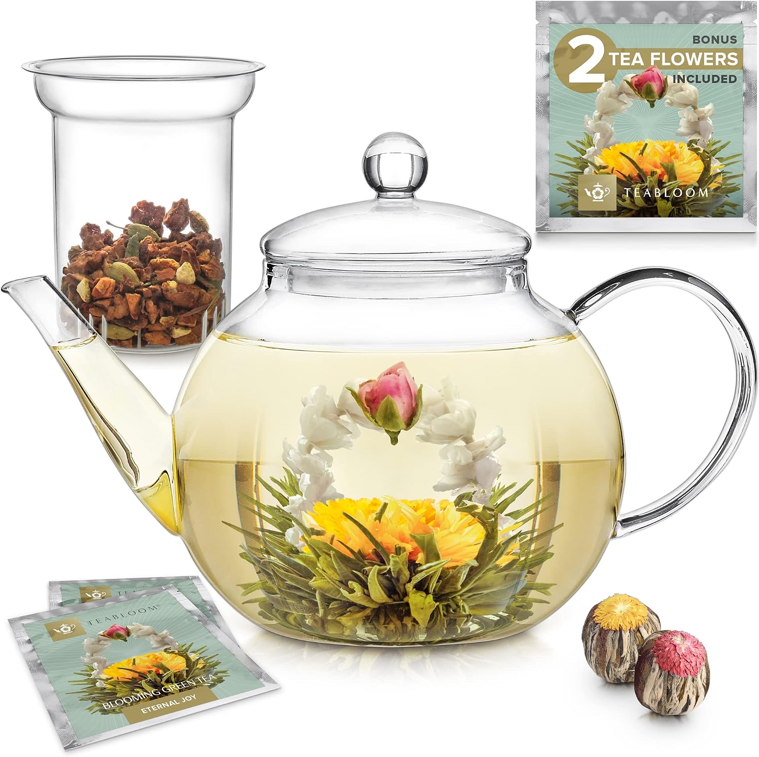 Teabloom Glass Teapot with Infuser 34oz
