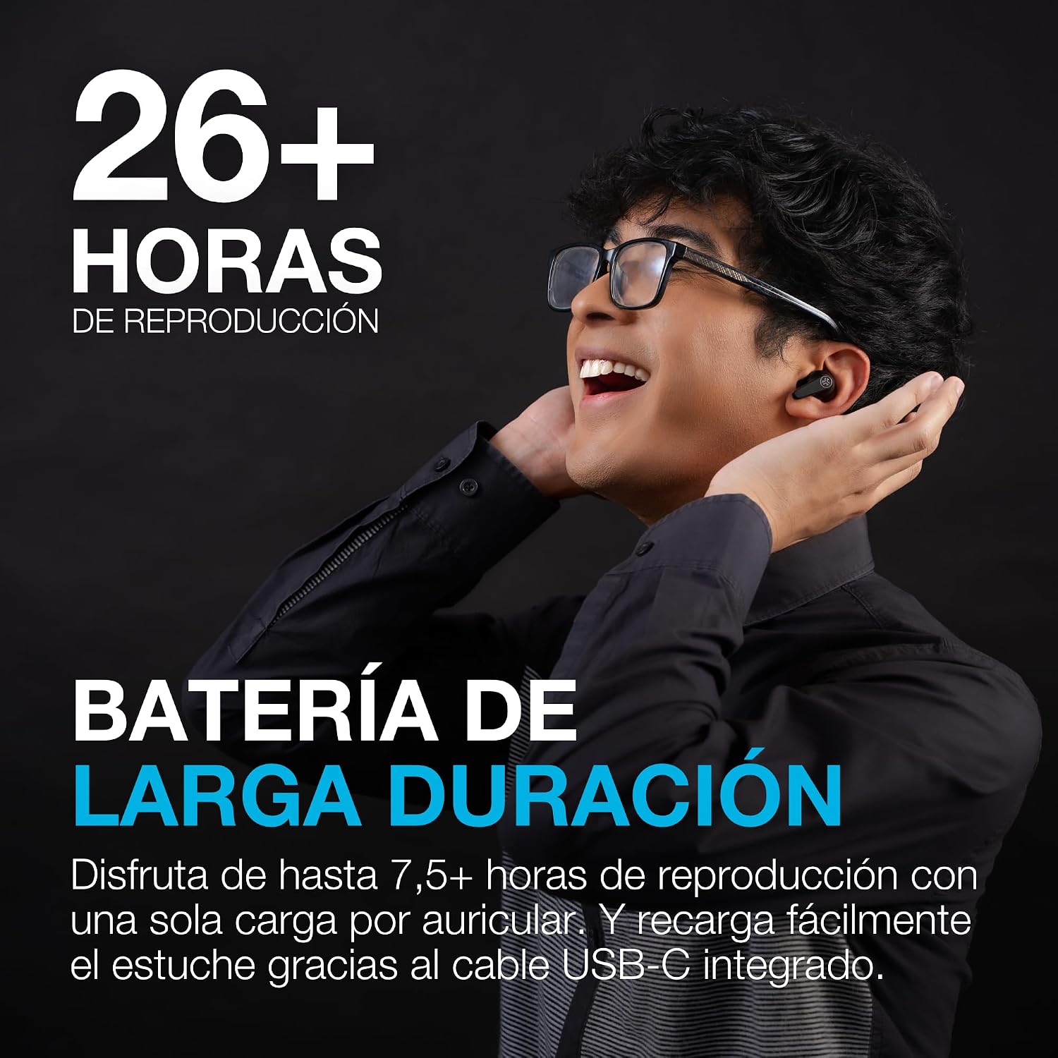 Detalle de JLab Go Pods ANC 📴 Auriculares Bluetooth con Cancelación y 26h