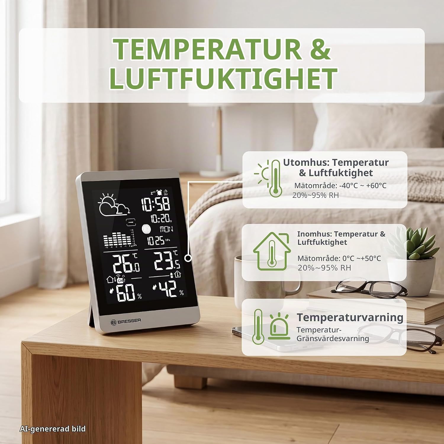 Thumbnail 6 de BRESSER ClimateTemp NDV-NEO 7004360 väderstation med utomhussensor