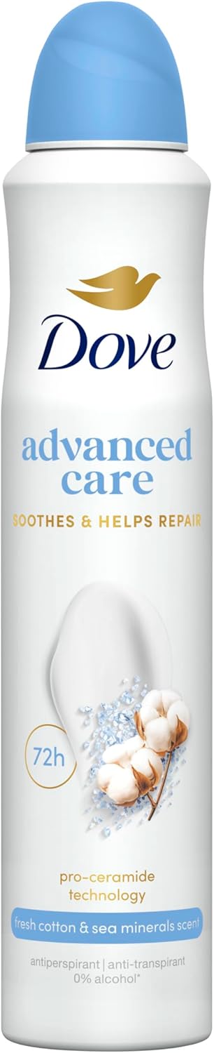 Detalle de Dove Déodorant Spray Apaise & Répare Fresh Cotton & Sea Minerals – Lot 2 × 200 ml