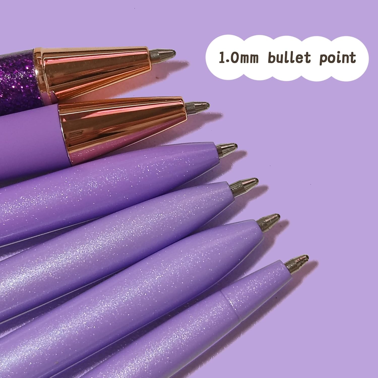 Detalle 2 de YOXMJDB Model 1 Purple Ballpoint Pens, 6-Piece Metal Set with 1.0mm Black Ink