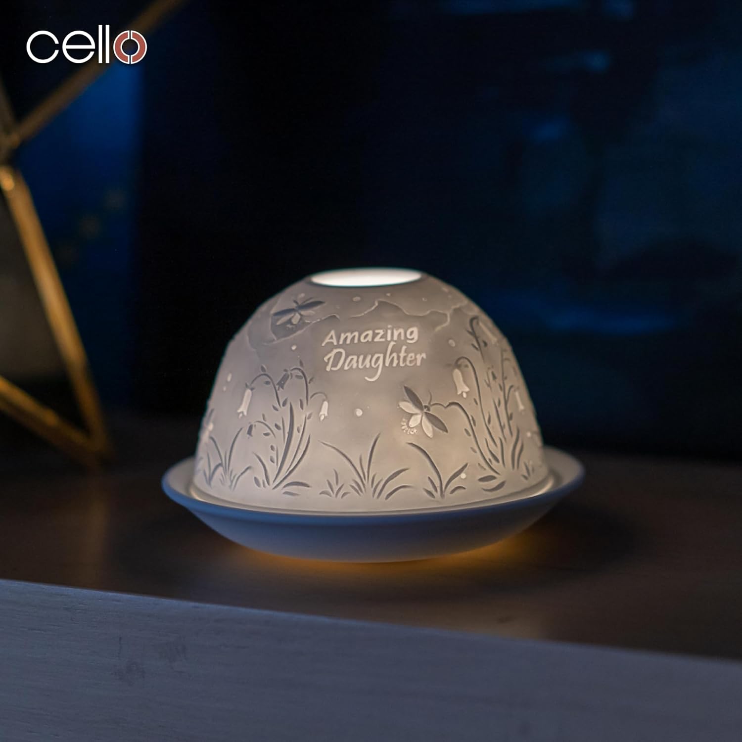 Thumbnail 5 de Cello Cello Porcelain Tealight Holder Dome – “Amazing Daughter” 3D lithophane dome LED tealight warmer
