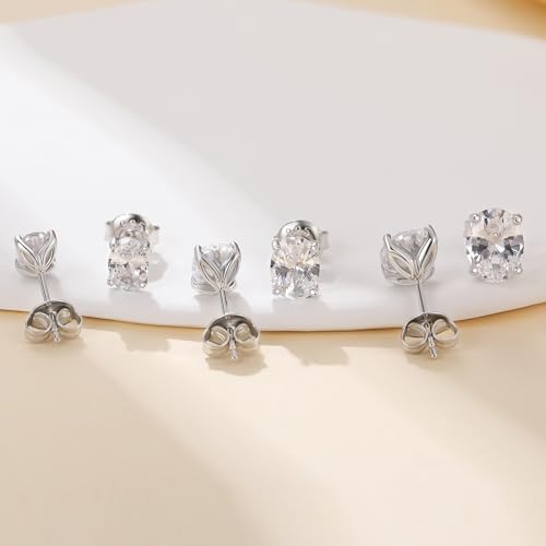 Detalle de jiamiaoi Pendientes de circonita para hombre y mujer en plata S925 con baño de oro blanco