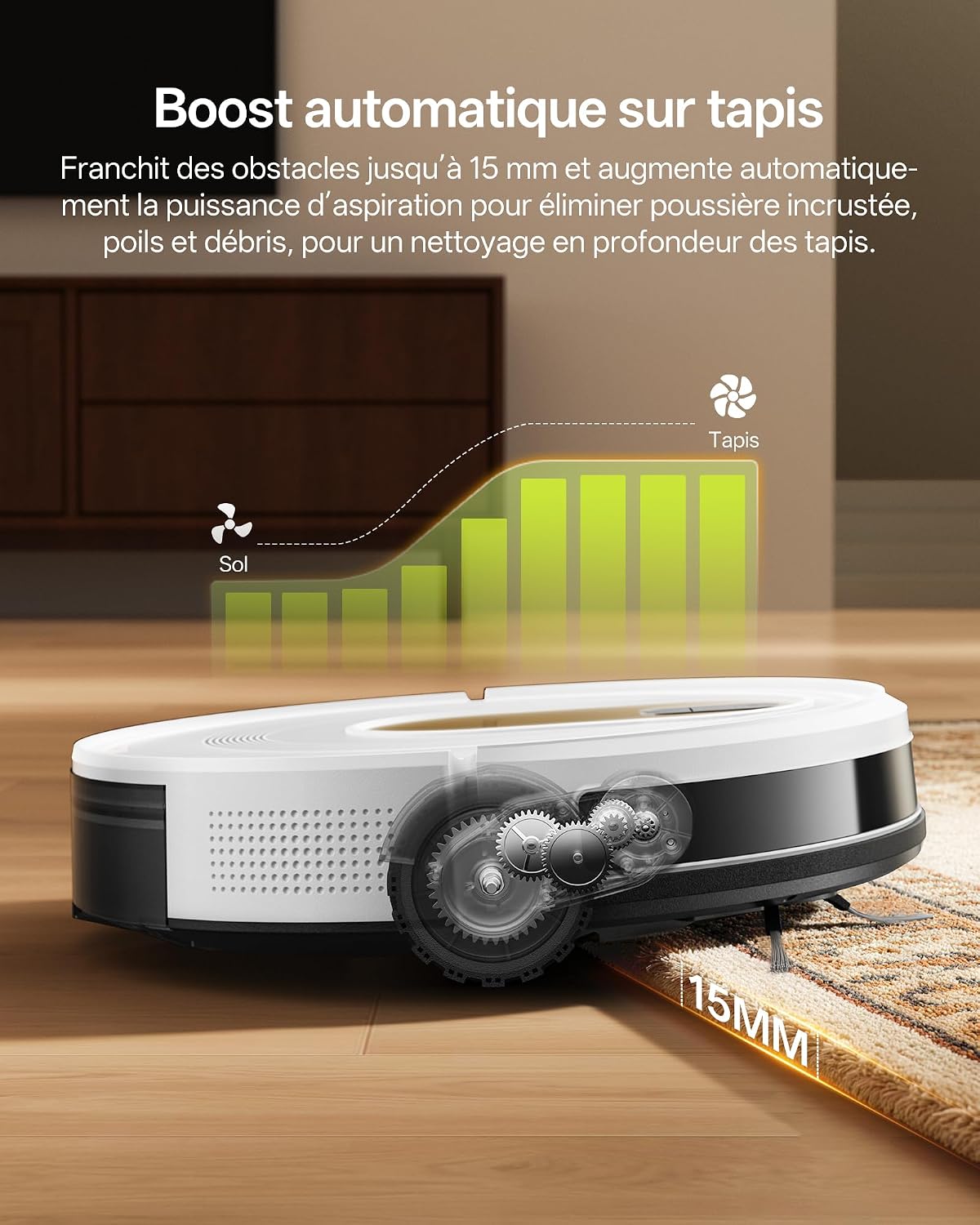 Detalle 2 de Vexilar W8 : Robot Aspirateur Laveur 5000Pa, Compact et Intelligent pour Petits Espaces