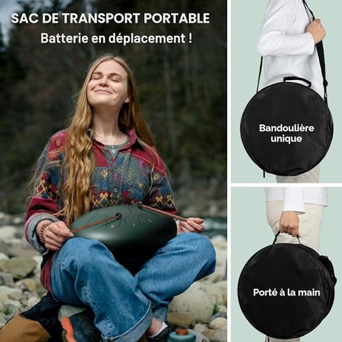 Detalle de CAHAYA Tongue Drum 12 Pouces 13 Tons – Éthéré pour Méditation et Yoga