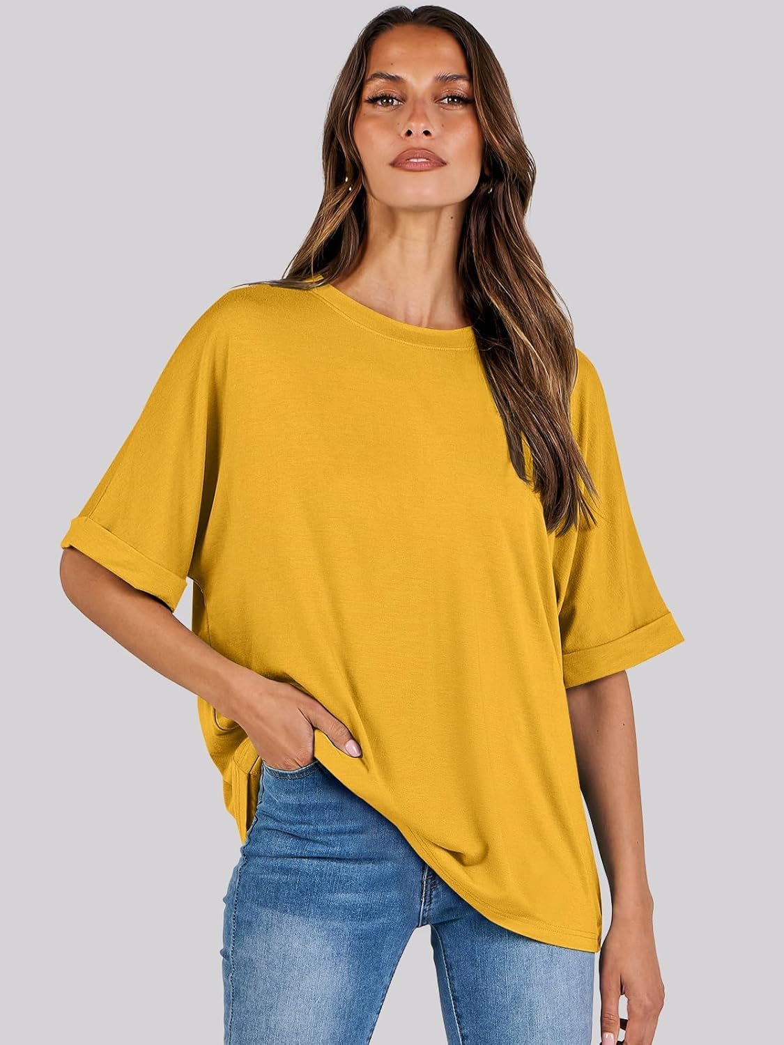 Thumbnail 4 de Cuptacc Damen Oversize T-Shirt – Rundhals Tunika-Look kurzarm, locker & basic