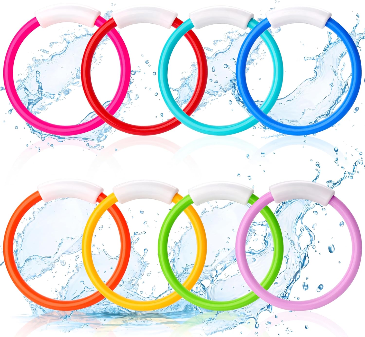 JOYIN Dive Rings set of 8 colourful swimming rings for kids (pool diving training toys)