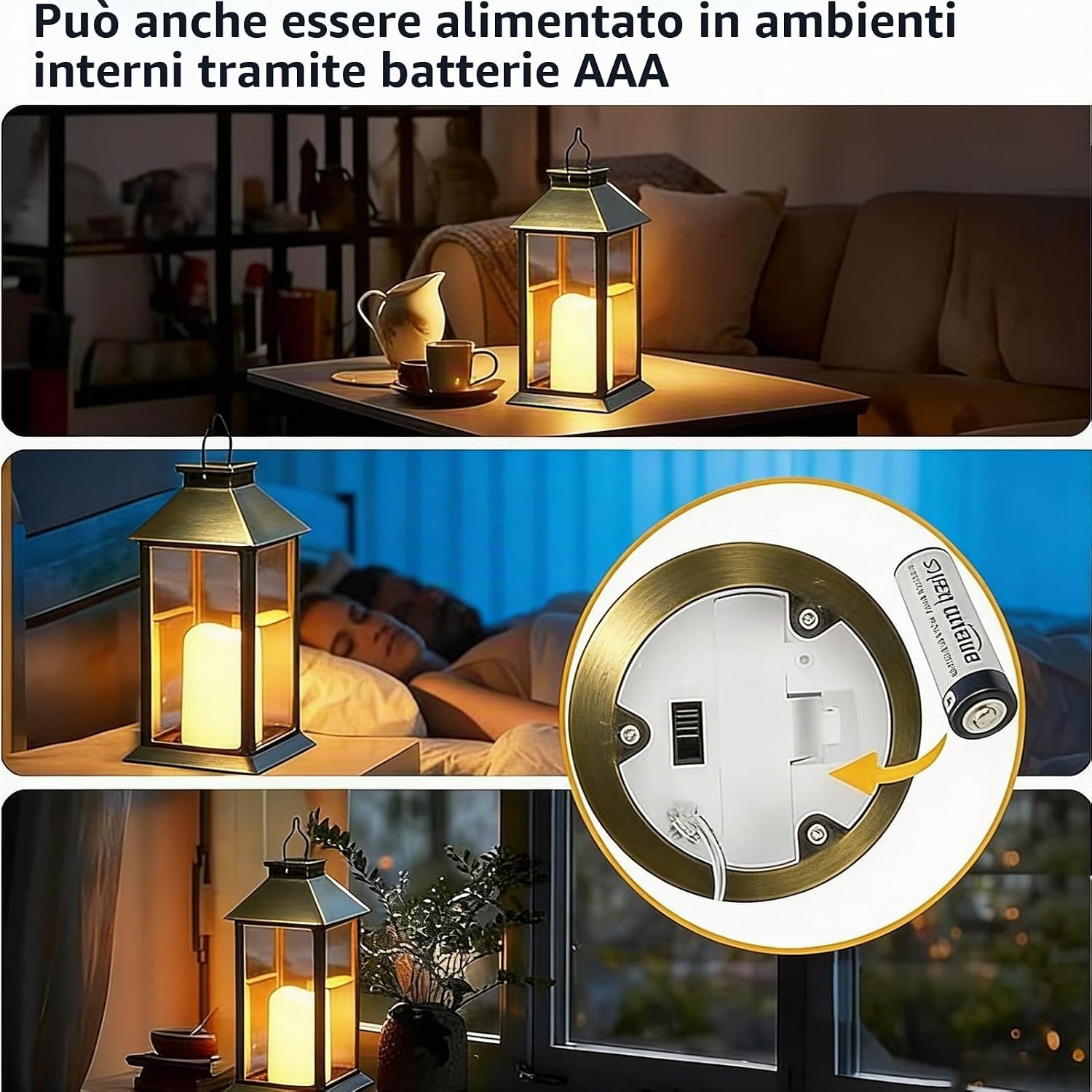 Thumbnail 6 de Dekofun Lanterne da Esterno in Bronzo, 2 Pezzi Lanterne Solare con Fiamma Tremolante – IP44