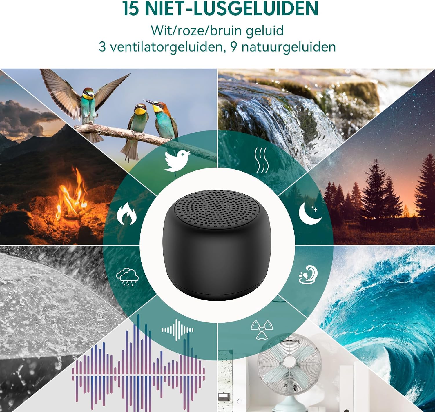 Detalle de Babelio DB04 mini-witruismachine met 15 geluiden, timer en geheugenfunctie