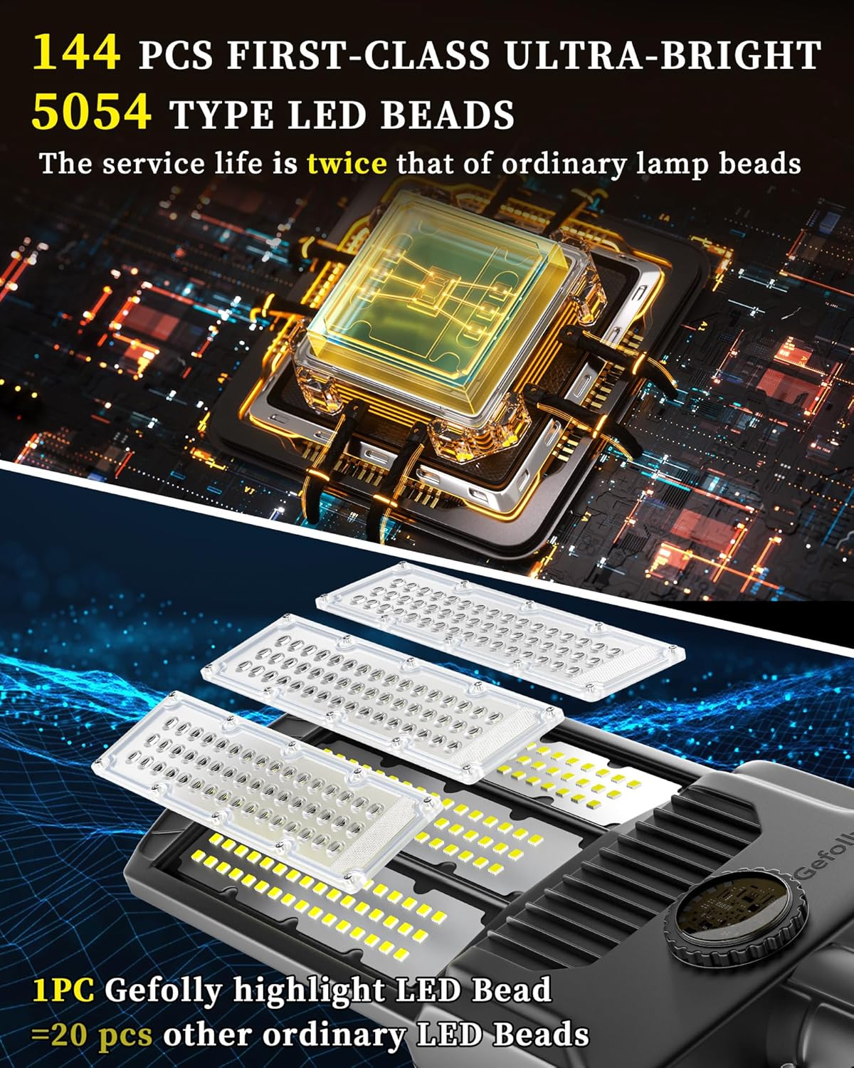 Thumbnail 2 de Gefolly SL-8800W lampione solare LED da esterno con sensore di movimento e IP67, 6.500K