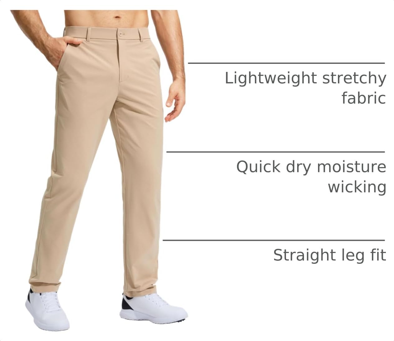 Detalle de Pudolla Men's Golf Pants Stretch - Lightweight, Quick-Dry Dress Slacks