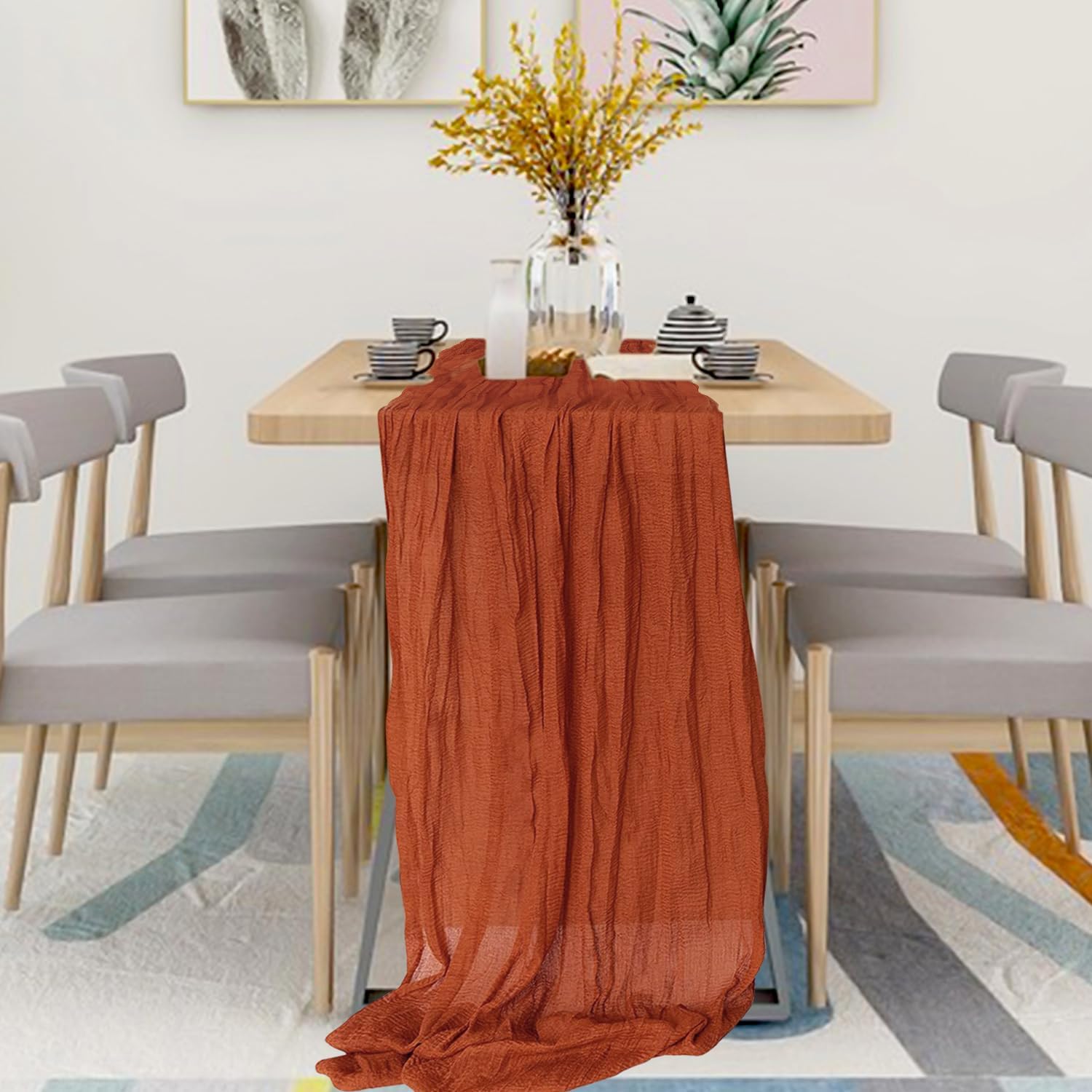 Detalle de 12 Pack Cheesecloth Table Runner, Boho Terracotta 35" x 118" - Premium Polyester Set