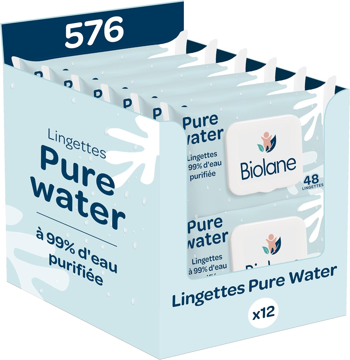Thumbnail 6 de BIOLANE Lingettes bébé Pure Water — Lot de 3x48 (144 lingettes) – pour peau sensible dès la naissance