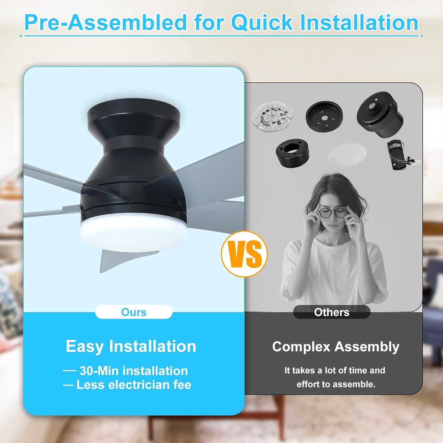 Thumbnail 6 de Depuley WS-FPZ194-42C 35-Inch Ceiling Fan with Dimmable LED Light