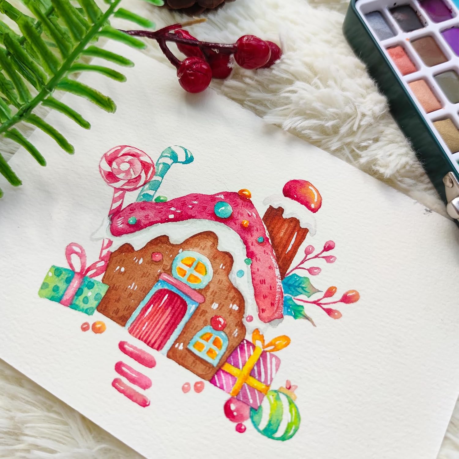 Thumbnail 5 de Artecho Aquarellfarben-Set mit 128 Farben in tragbarer Box (mit Aquarellpapier & Pinseln)
