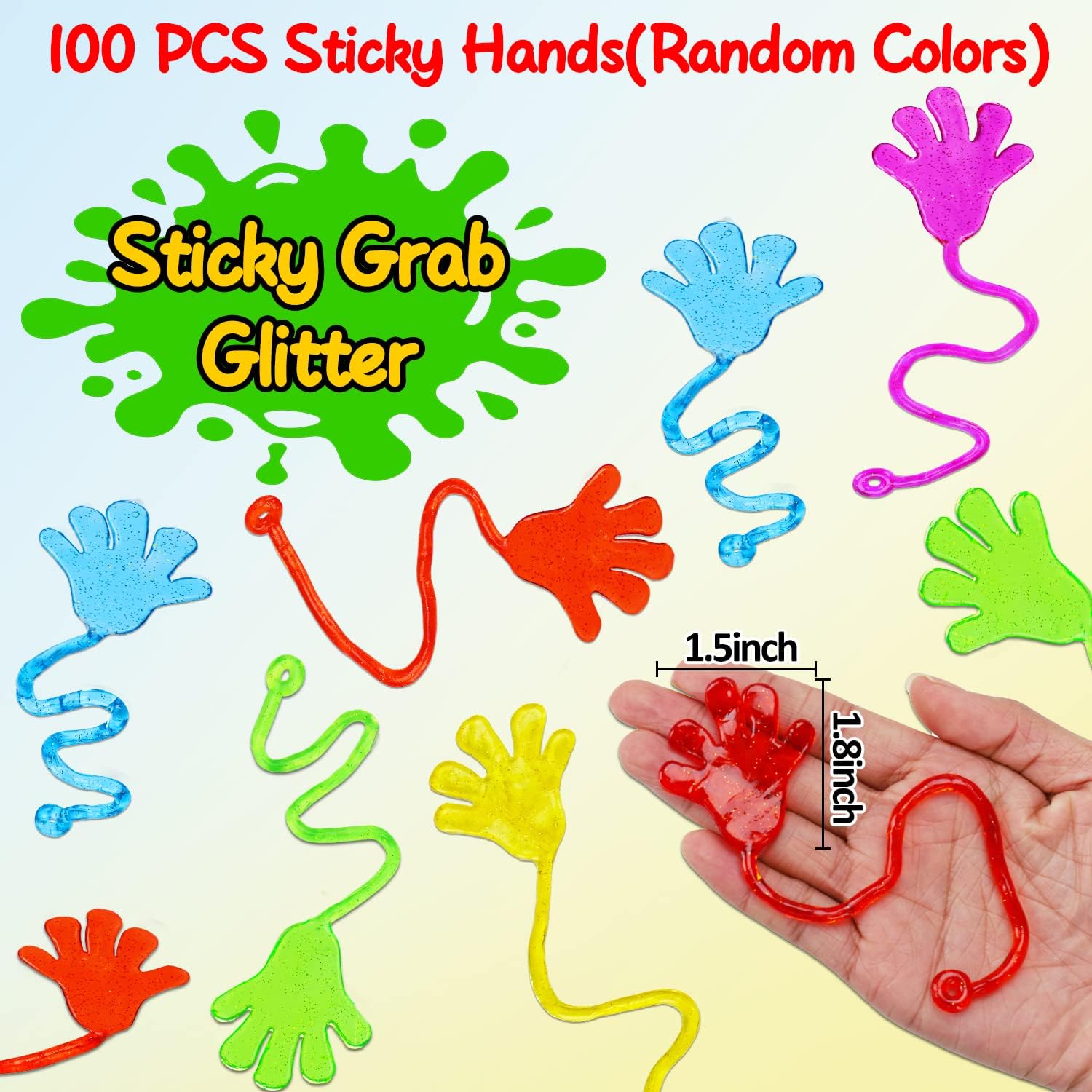 Detalle 2 de 100PCS Glitter Sticky Hands Party Favors 100pcs