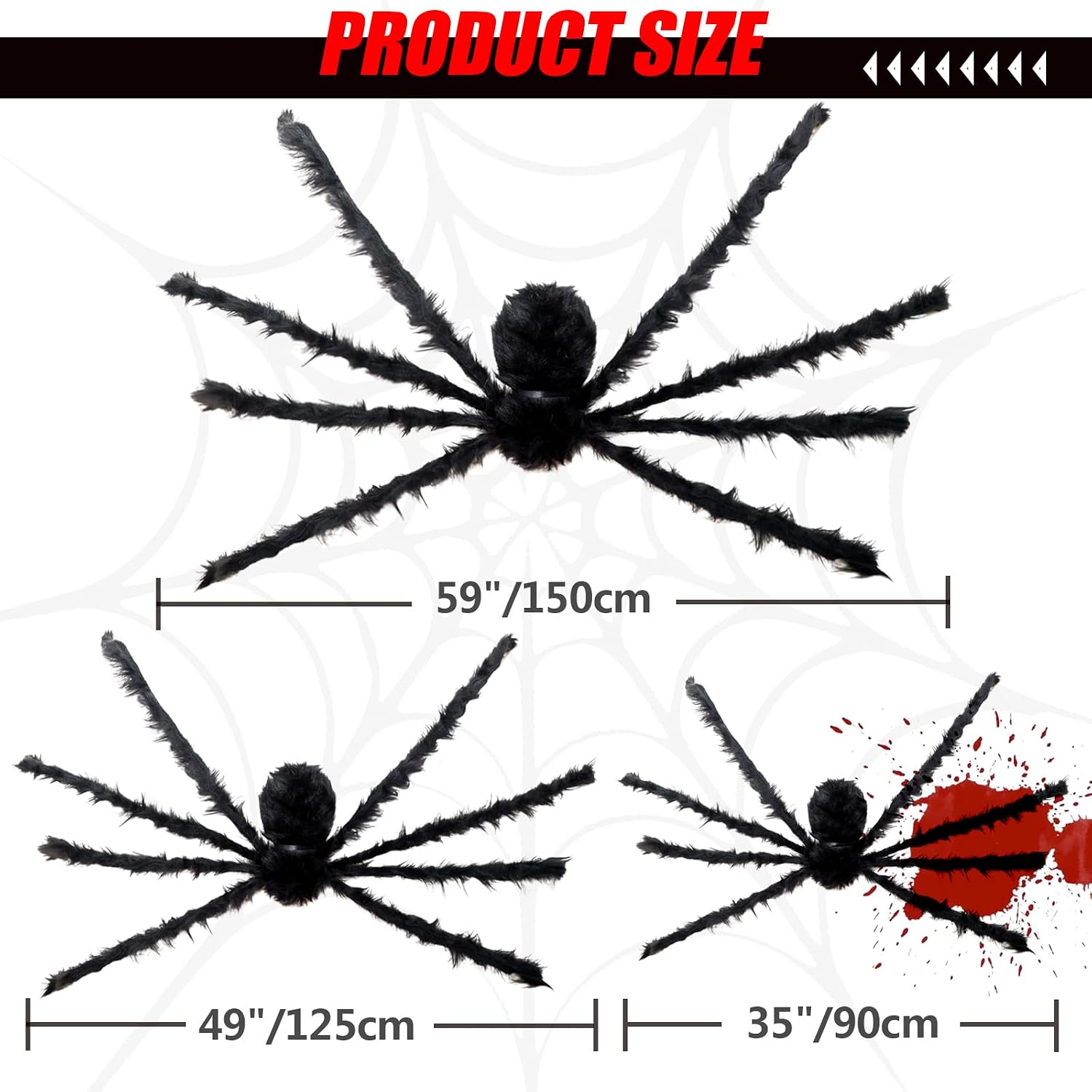 Detalle 2 de Giant Halloween Spider Decorations, 59-inch set