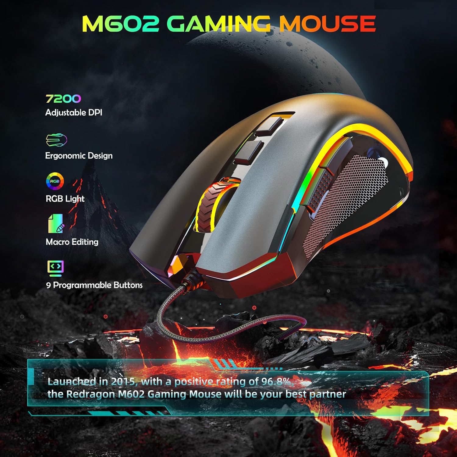Thumbnail 1 de Redragon M602 7200 DPI ergonomic gaming mouse