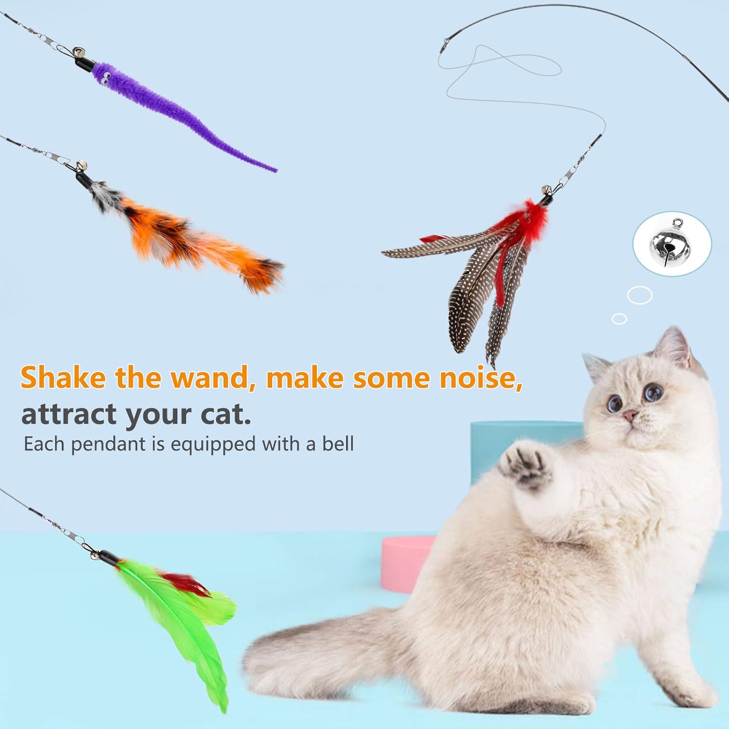 Thumbnail 5 de Hianjoo Cat Feather Teaser Set 12 pcs — interactive cat toys 🐱