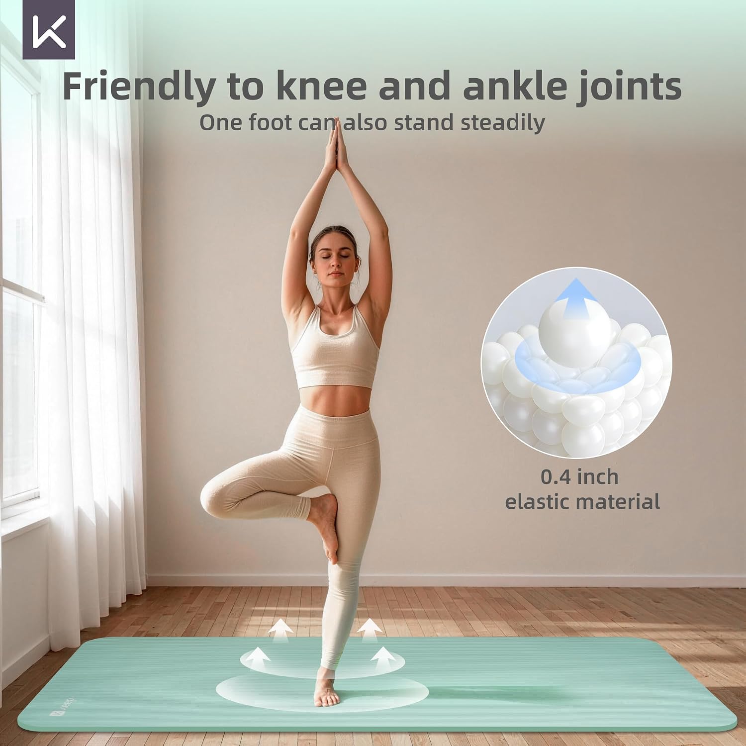 Detalle 1 de KEEP ym10-gre-21564843 NBR Yoga Mat, 10mm Cushioning, 72 x 32 in