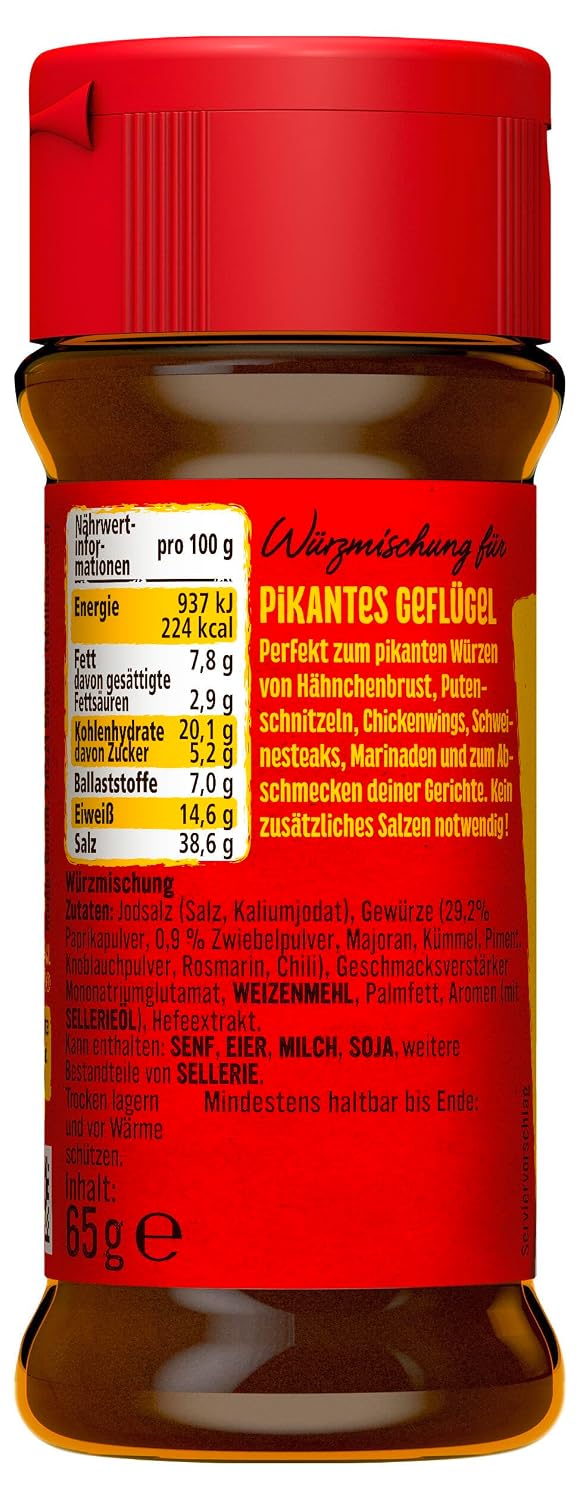 Detalle de MAGGI Würzmischung 3 für pikantes Geflügel – Würzmittel im 8er Pack (8 x 65 g)