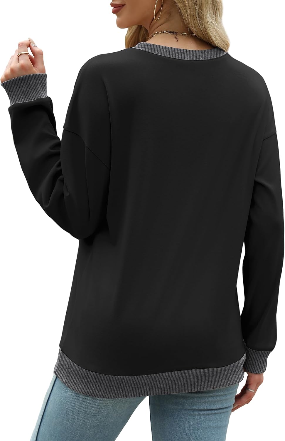 Detalle de Saloogoe Sweatshirts Crewneck Loose Fit Tops