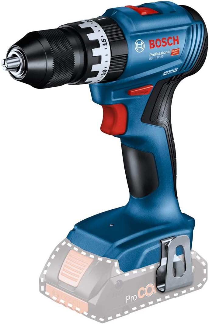 Detalle de Bosch Professional 18V System combi-kit : Visseuse à chocs GDR 18V-200 + perceuse-visseuse à percussion GSB 18V-45 – Set Amazon Exclusive