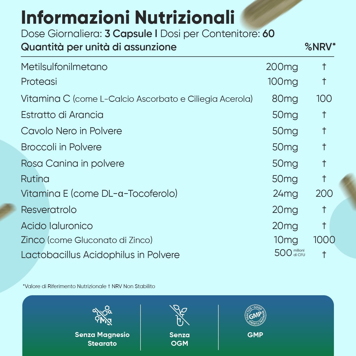 Thumbnail 4 de Collagene vegano e Acido ialuronico WeightWorld, 180 capsule con Vitamina C, E, Zinco, Resveratrolo e MSM