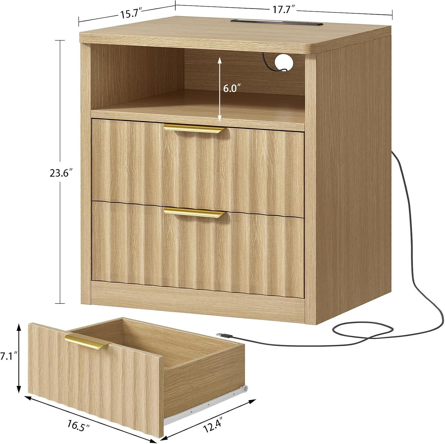 Detalle de TEENFON Nightstand, Natural