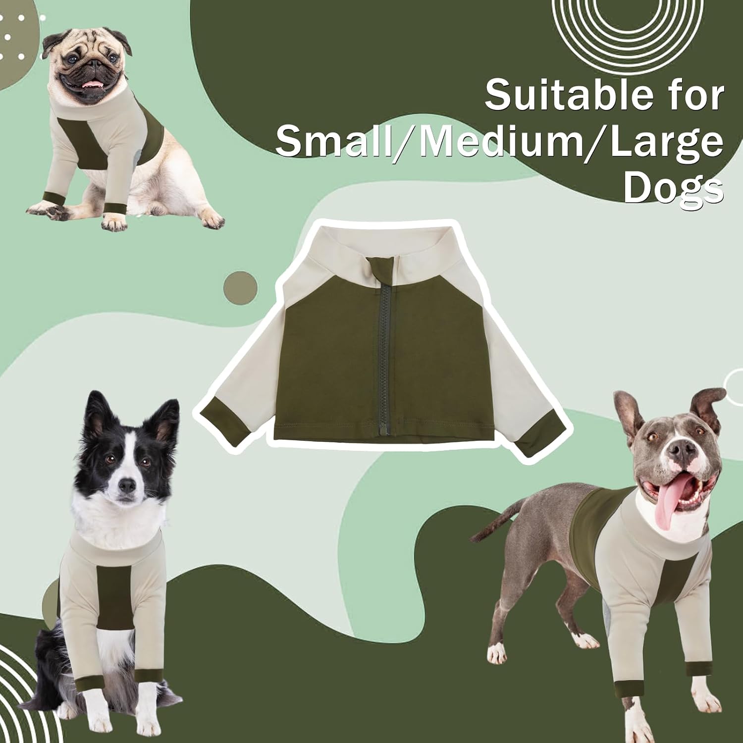 Thumbnail 4 de LeLePet Dog Recovery Suit for Large Dogs (3XL) – Anti-Lick Post-Surgery Wear in Army Green