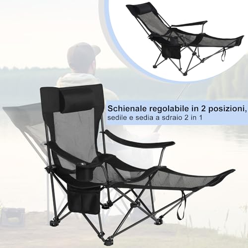Detalle de eSituro sedia da campeggio pieghevole 2 in 1