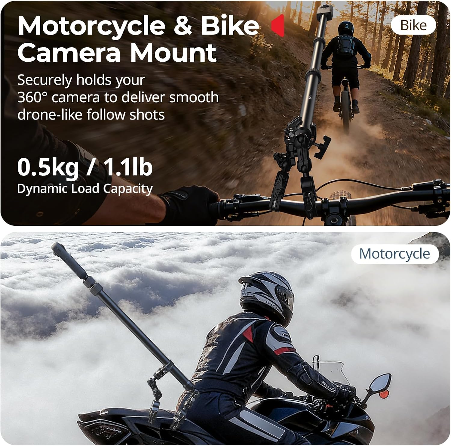 Thumbnail 1 de SmallRig Kit di supporto moto per fotocamera 360°: stabilità e versatilità su manubri e superfici cilindriche