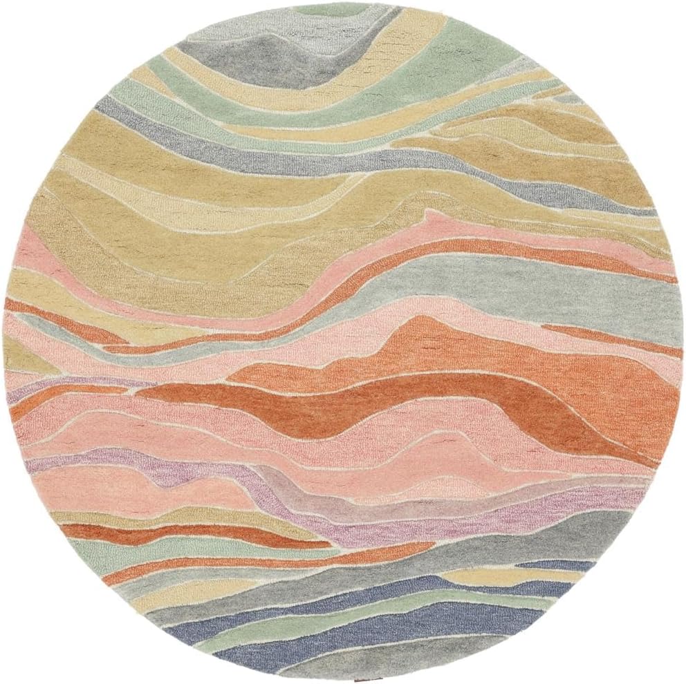 Detalle de RugVista Marble Round Rug, Ø 150 cm, Multicoloured, Medium Pile