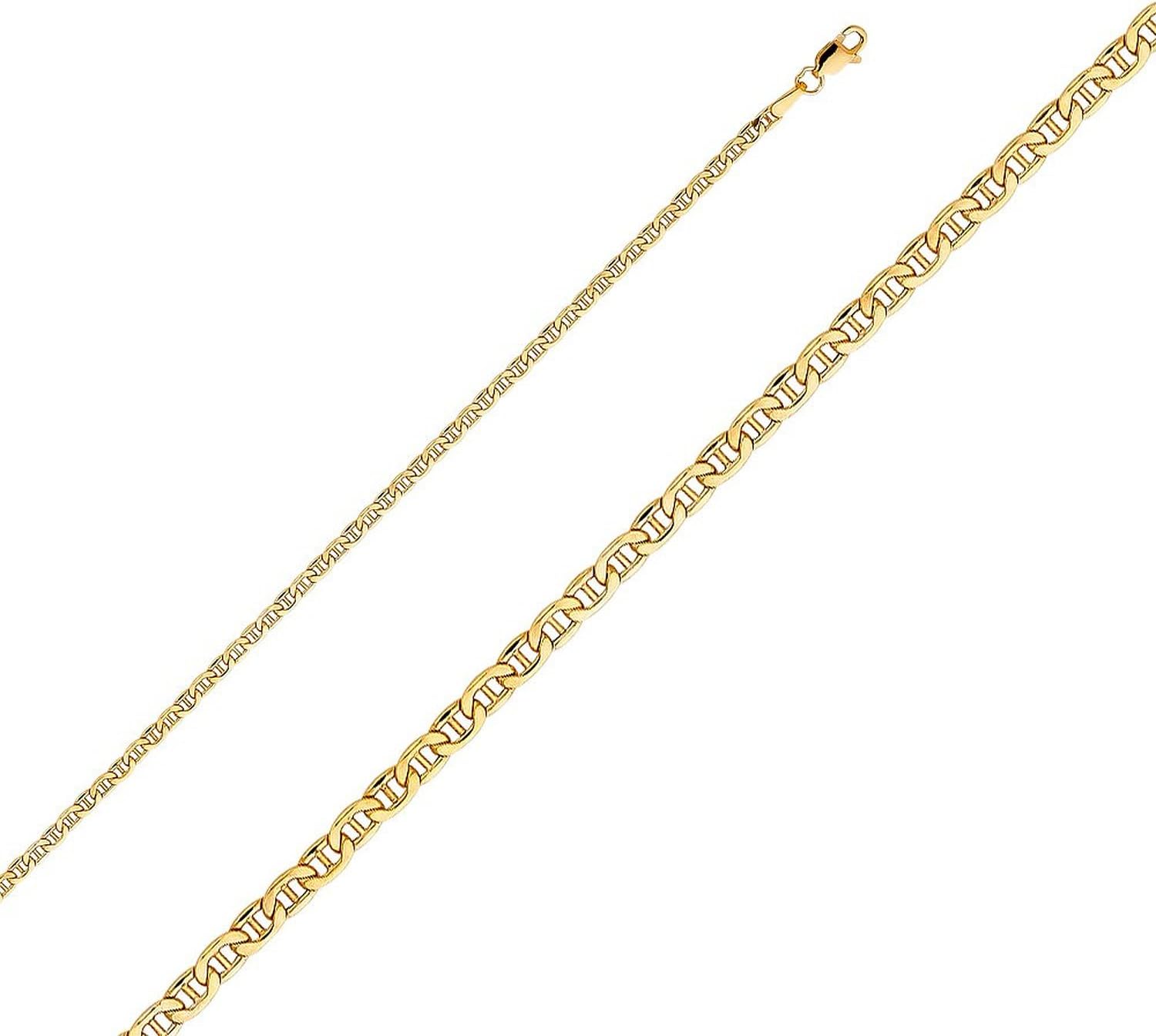 Detalle de Bracciale in oro giallo 585 da 14 carati, maglia marina piatta, larghezza 3,10 mm – modello Mariner