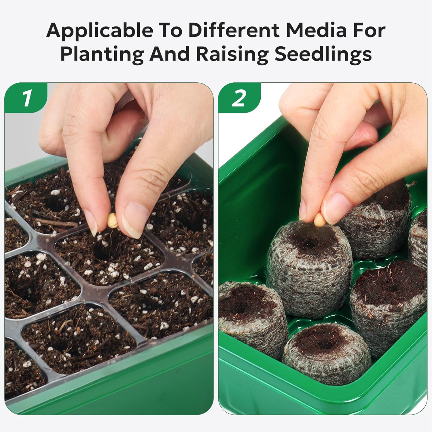 Thumbnail 5 de MIXC Seed Trays 120-Cell Kit (10 Pack) with Lids, Base Trays, Humidity Domes and Labels