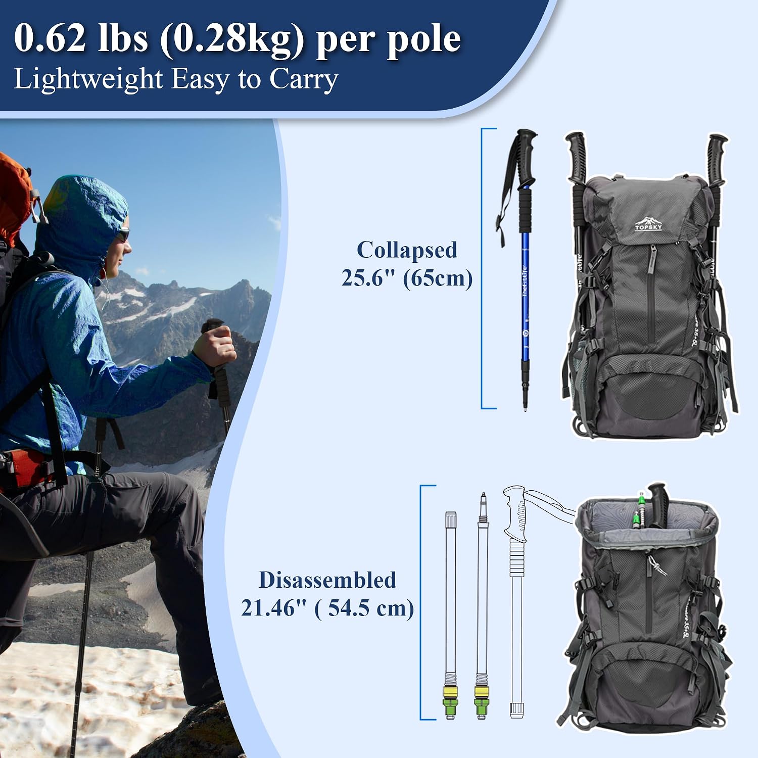 Detalle 2 de Hiking trekking poles 2 pack 130 cm