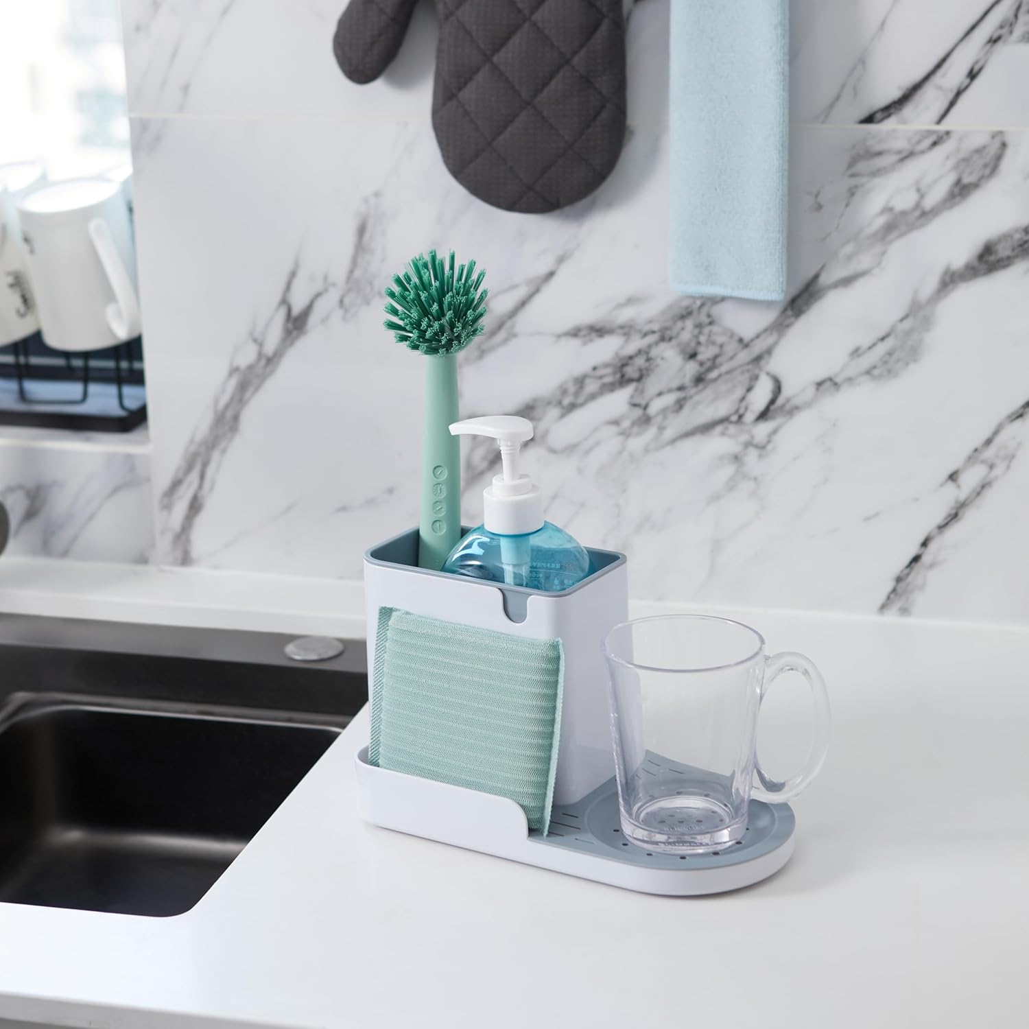 Thumbnail 6 de Amazon Basics Kitchen Sink Organiser/Sponge Holder, Large, White