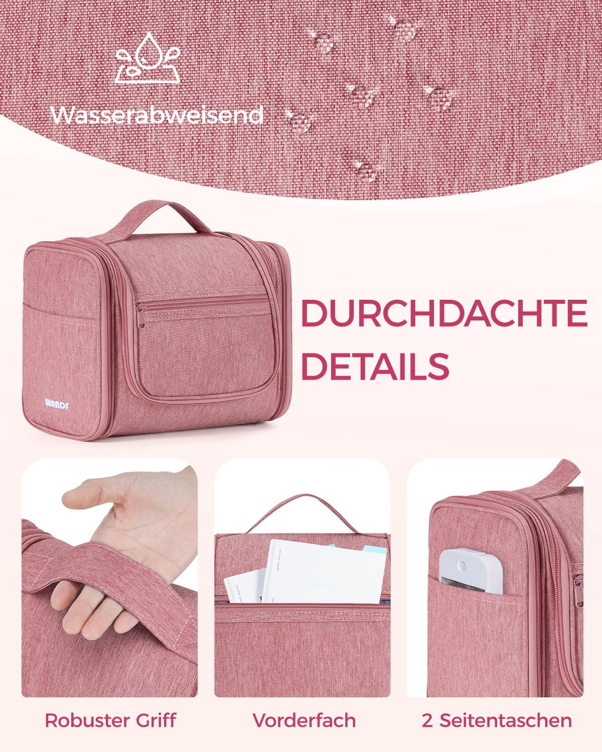 Thumbnail 5 de WANDF Groß Waschtasche: Große Kulturtasche zum Aufhängen, 27 x 15,5 x 59 cm, 8,3 Liter