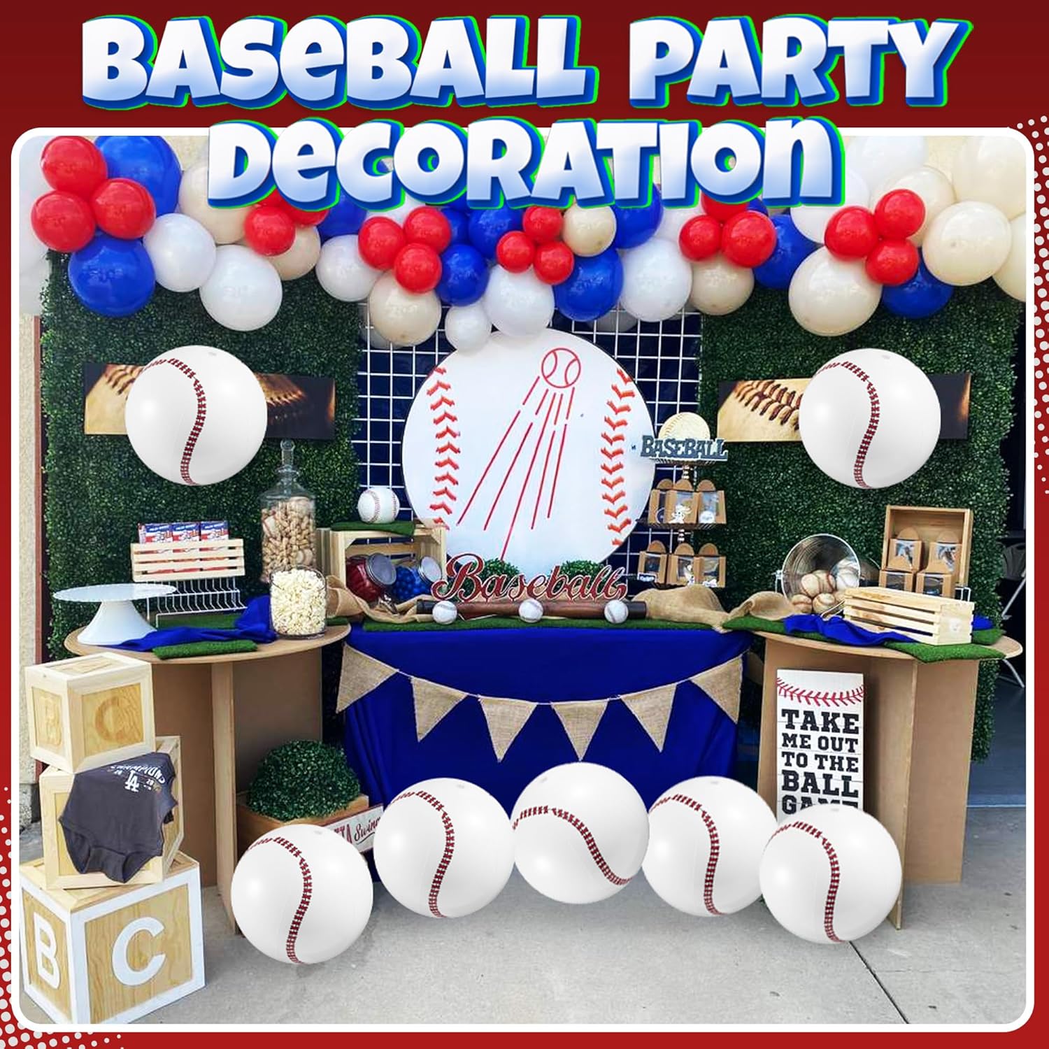 Thumbnail 2 de Bedwina Inflatable Baseball Beach Balls (Pack of 12) – 16-inch Pool Party Toys & Decorations