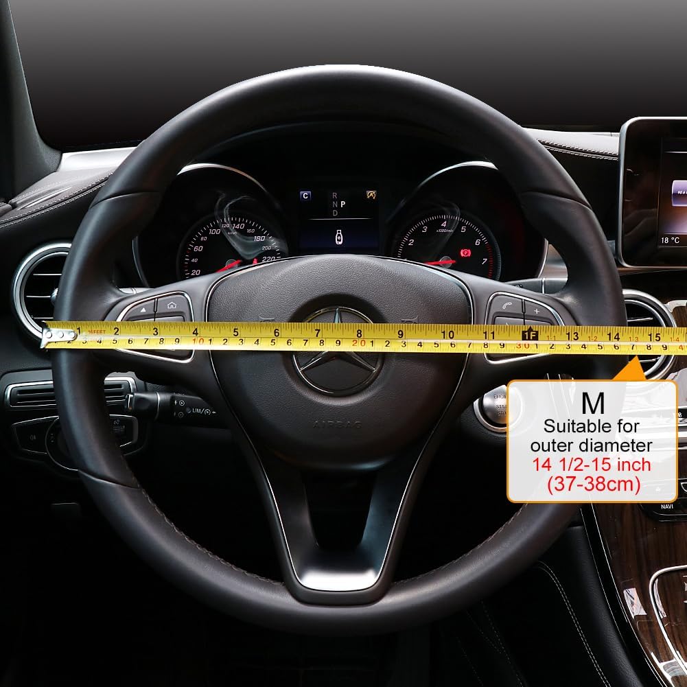 Detalle de COFIT Coprivolante Auto in Pelle Microfibra Traspirante e Antiscivolo per Volanti 37–38 cm, Nero