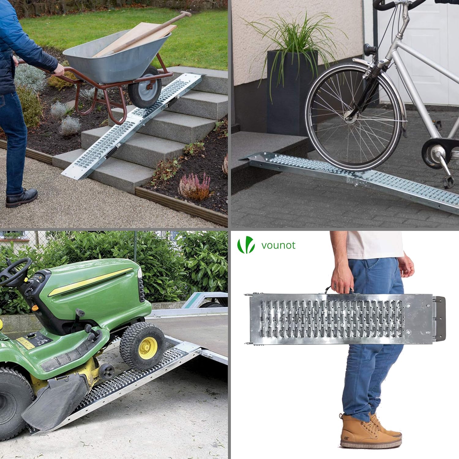 Thumbnail 2 de VOUNOT® 2 Rampes Pliables de Chargement 400 kg – Rampe d’accès en acier galvanisé 180 cm x 23 cm x 4,5 cm