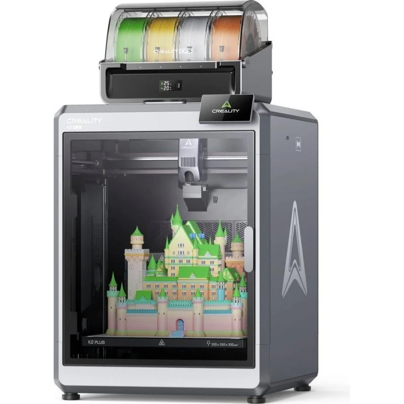 Detalle de Creality K2 Plus Combo: impresora 3D de gran volumen con extrusora directa y impresión multicolor